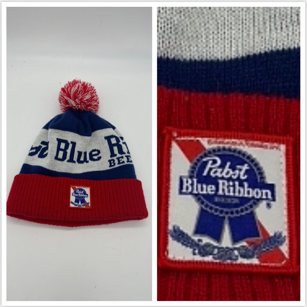 Pabst Blue Ribbon Puffball Beanie